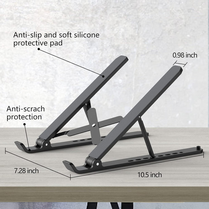 Tonmom Laptop Stand for Desk, Adjustable Laptop Riser, Black