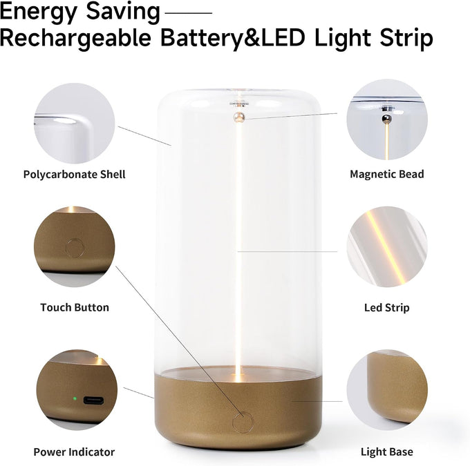 AUGE LIGHT Mini Minimalist Table Lamp, Cordless Lamp, Rechargeable Lamp