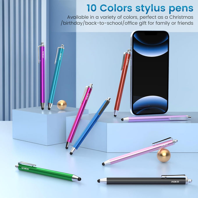 MEKO Stylus Pens for Touchscreens, 10 Pack Rubber Stylists Pens