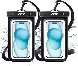 JOTO 2 Pack Waterproof Phone Pouch, Universal IPX8 Dry Bag up to 7" -Black