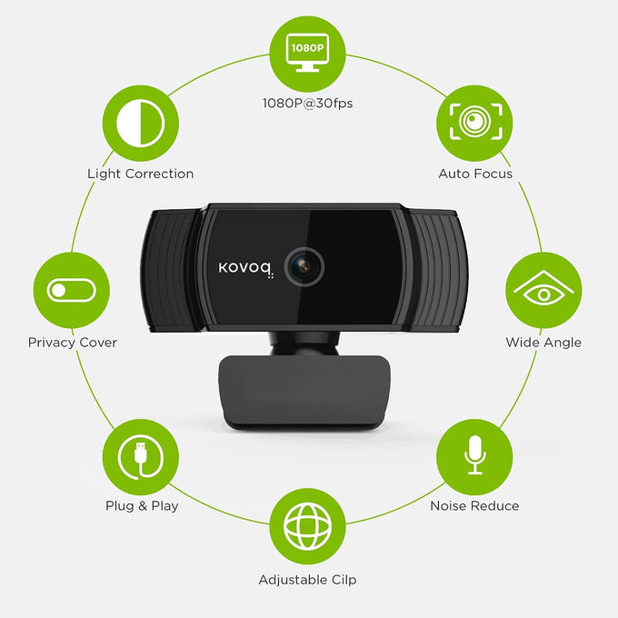 1080P Webcam with Microphone and Privacy Cover, Streaming Webcam Full HD, USB Mac/PC/Desktop/Laptop Web Camera for Remote Working/Learning, Compatible with Zoom/Skype/Facetime/Teams and More