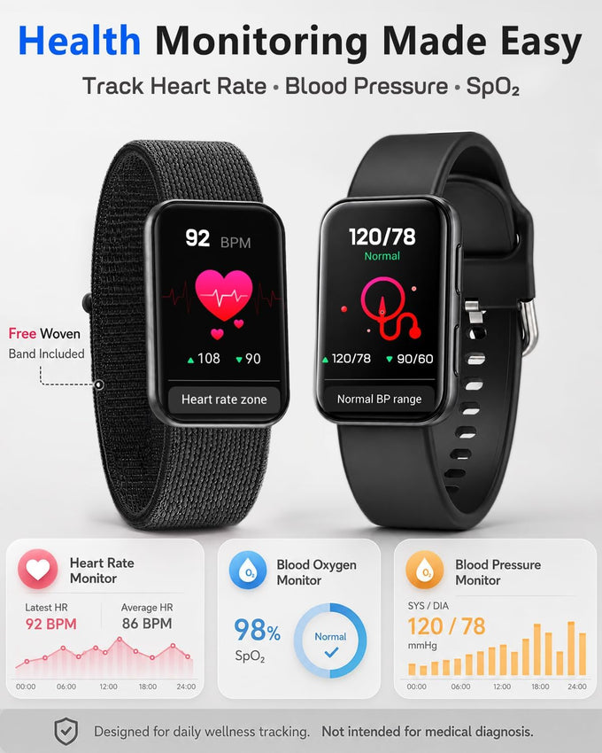 MorePro Fitness Tracker Watch with 24/7 Heart Rate/Blood Pressure Monitor