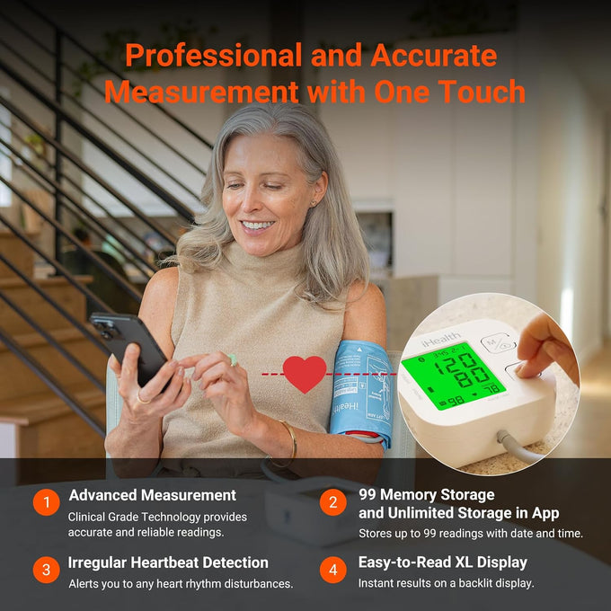 iHealth Track Smart Upper Arm Blood Pressure Monitor with Wide-Range Cuff