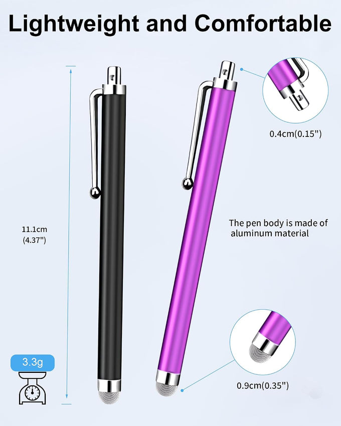 Stylus (15 PCS), Stylus for Touchscreen, Universal Fiber Tip, Pen Clip