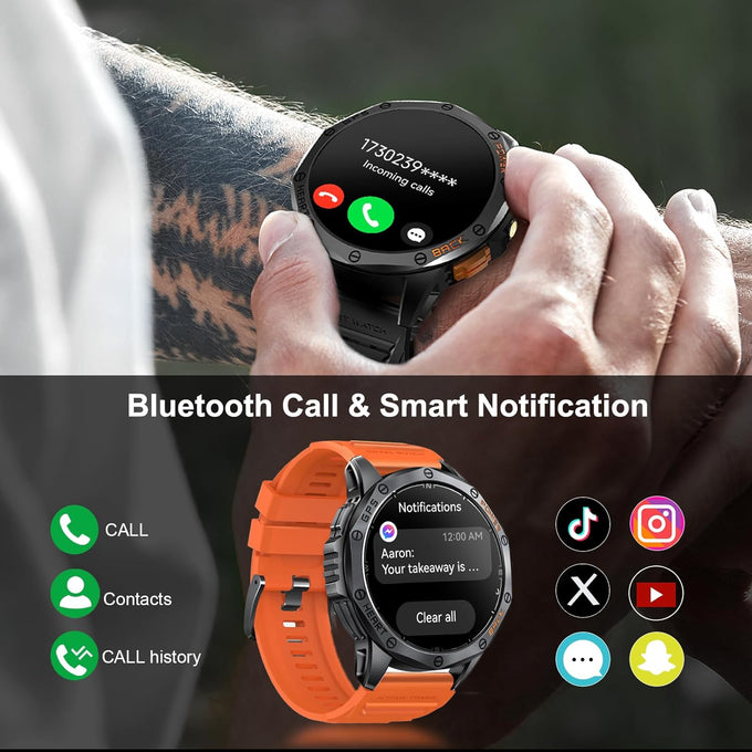 Military Smart Watch for Men, Built-in GPS, 30-day standby, 1.43" AMOLED