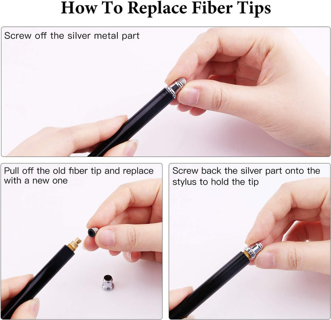 Stylus Pens for Touch Screens(6 Pcs), 2 in 1 Fiber Tips Capacitive Stylus