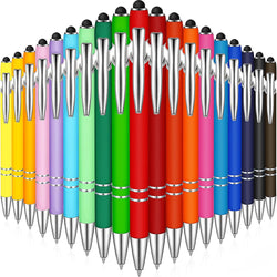 38 Pcs Ballpoint Pen 2-in-1 Stylus, Metal Rubberized Grip, Assorted Colors