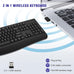 QUASIO Wireless Keyboard, 2.4G Full-Sized Ergonomic Wireless Computer Keyboard with Wrist Rest for Windows, Mac OS Laptop/PC/Desktop/Notebook(Black)