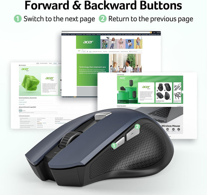 Acer Wireless Mouse for Laptop, 2.4GHz Computer Mouse 3 Adjustable 1600 DPI