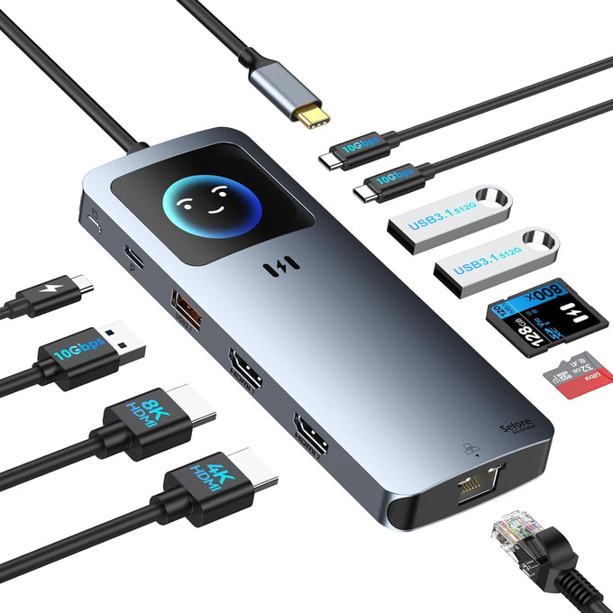 USB C Docking Station Dual Monitor, Selore Docking Station 3 Monitors