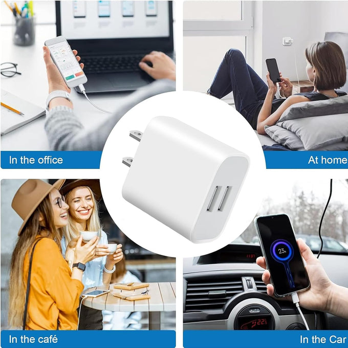 USB Wall Charger,4 Pack Dual Port Plug Adapter,Wall Outlet Charging Block