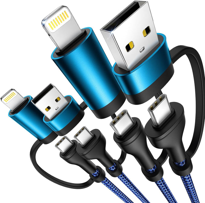 4 in 1 Charging Cable, USB C Lightning Adapter USB C to USB C 60W PD [Fast Charging & Data Sync] 4 in 1 Multi Charger for iPhone 16 15 14 13 12,MacBook Pro 2023 iPad mini 6/Pro,Samsung Galaxy S22 S21