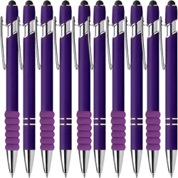 10 Pcs Deep Purple Ballpoint Pens, 1.0 mm Black Ink Stylus Pens