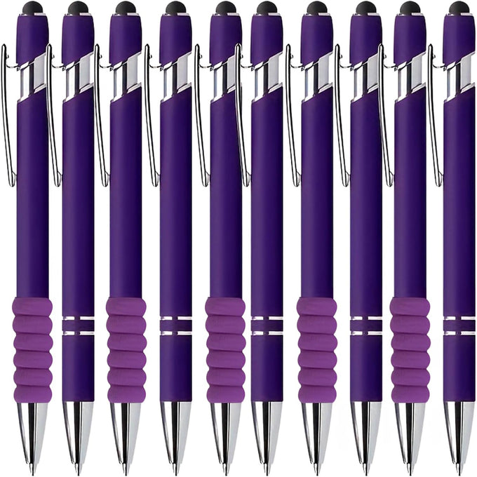 10 Pcs Deep Purple Ballpoint Pens, 1.0 mm Black Ink Stylus Pens