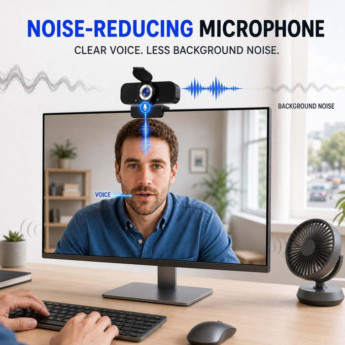 1080P Webcam for PC with Microphone, Privacy Cover & Tripod