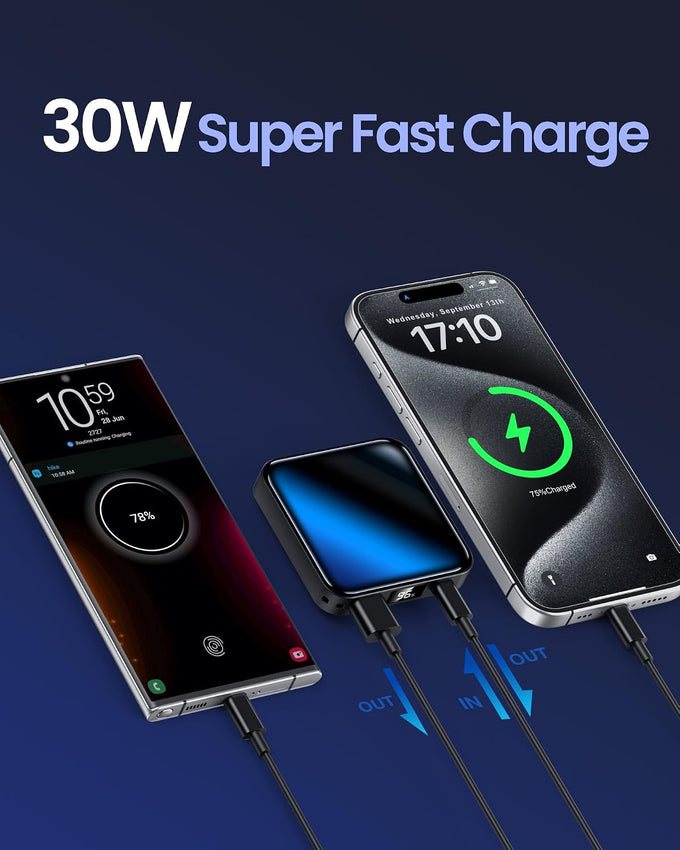 10000mAh Small Power Bank，Fast Charge Mini Portable Charger