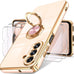 Dretal Plated Gold Edge Rotate Kickstand Case for Samsung Galaxy A16-Purple