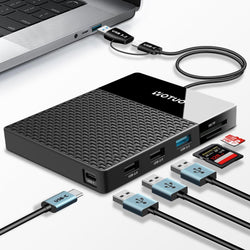 YOTUO Portable 500GB Docking Station External Hard Drive, Multiport USB-C Hub + HDD 7-in-1, USB 3.0, SD/TF Card, Multi-Functional HDD for Windows, Mac, Android, TV, Phone, Laptop, Desktop, PC