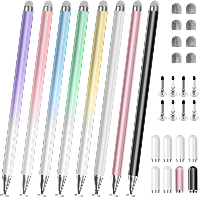 Stylus Pens for Touch Screens, 2 in 1 High Precision Universal Stylus Pen for iPad Compatible with Apple, iPhone, iPad, Android, Microsoft Tablets, Phones, 3 Pack - Blue, Pink, Purple