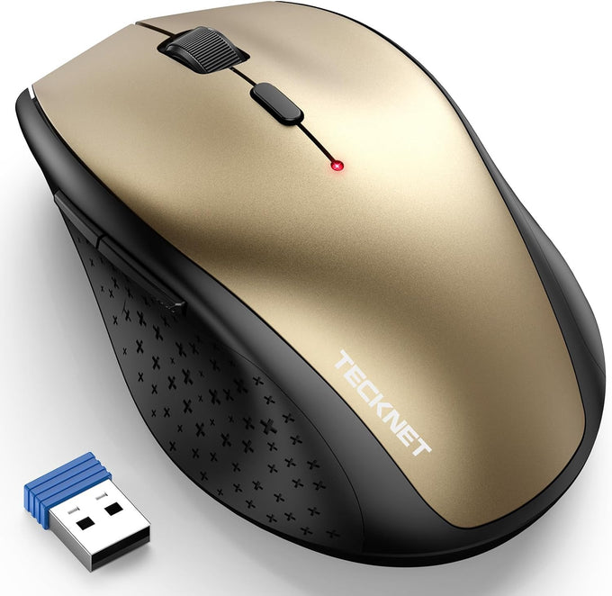 TECKNET 2.4G Wireless Mouse, 4800 DPI Ergonomic Computer Mouse, USB, Grey