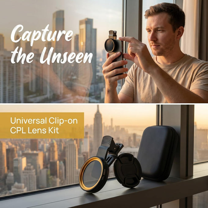 52mm Clip‑on CPL Phone Filter Kit, Optical Glass Lens