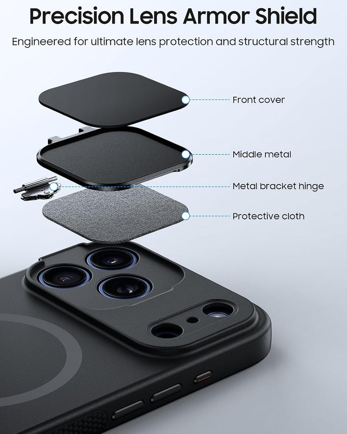 VOFATA for iPhone 18 Pro Max Case/iPhone 17 Pro Max Case with Camera Cover Protection, Fit for Magsafe, Dual Stands, Mil-Grade Drop Tested, Camera Control Button, Magnetic Silky Phone Case, Black