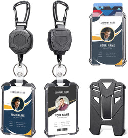 2-Pack Badge Holder Retractable Clip Heavy Duty Carabiner Badge Reel