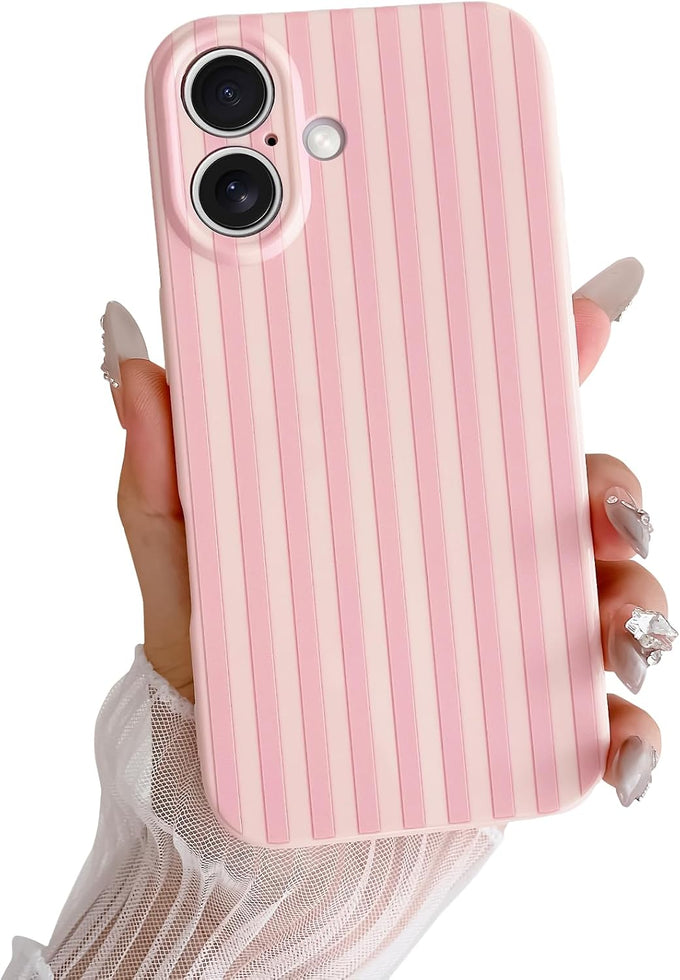 Skyseaco for iPhone 14 Case Cute Aesthetic Striped Phone Case for Women Girl Trendy Soft TPU Slim Shockproof Full Camera Protection Cover, Blue and White