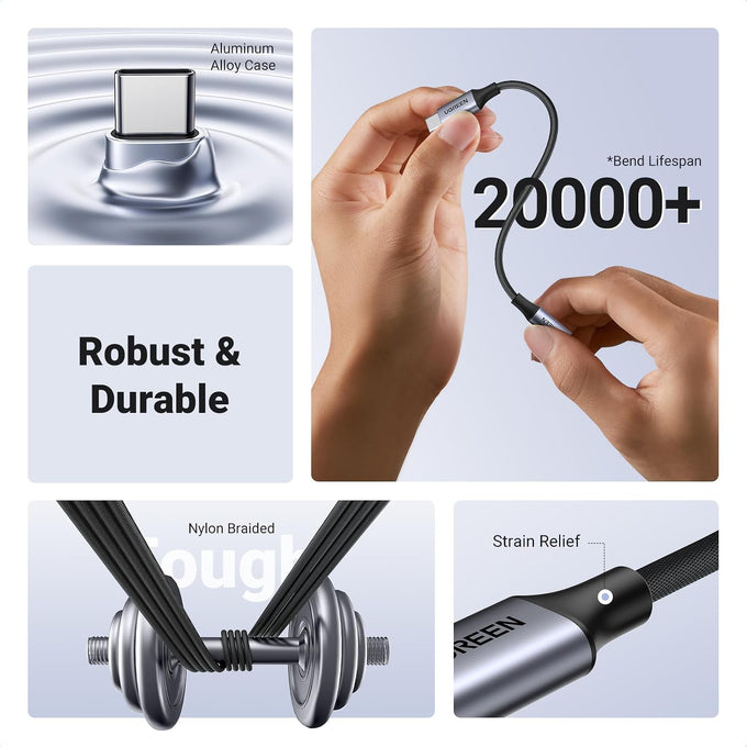 UGREEN USB C to 3.5mm Audio Adapter Type C to Aux 24bit/96kHz, Grey