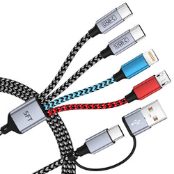 4 in 2 Multi Charging Cable, USB A/C Charging Cords for Multiple Devices