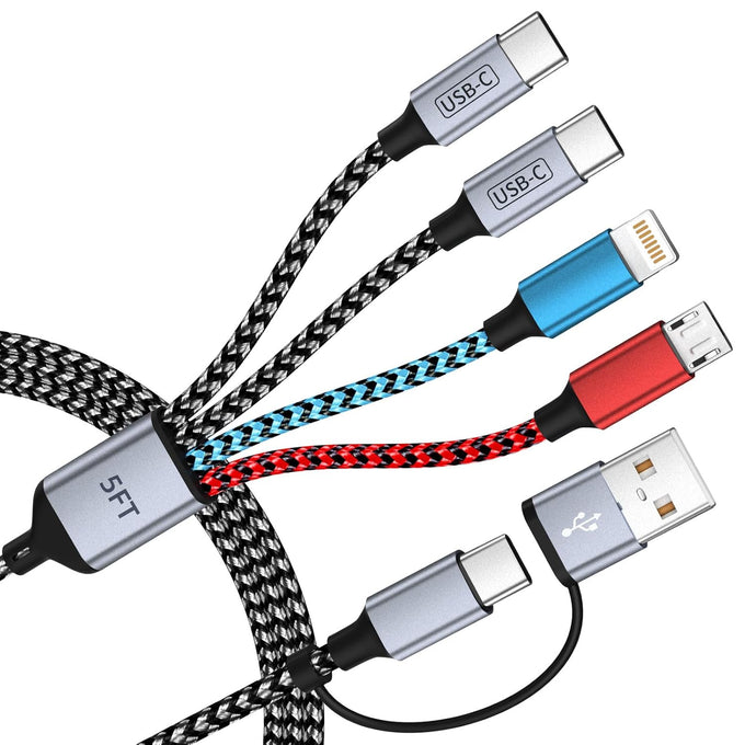 4 in 2 Multi Charging Cable, USB A/C Charging Cords for Multiple Devices