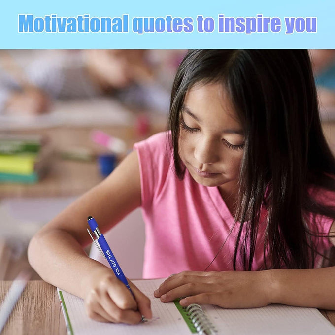 10 PCS Inspirational Pens Bulk with Stylus Tip Gifts Black Ink