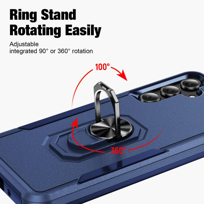 for Samsung Galaxy A17/A26 5G Phone Case [15 FT Military Grade Drop Protection] with 2x Tempered Glass Screen Protector, Heavy-Duty Shockproof Magnetic Kickstand Case for Galaxy A17/A26 5G (Dark Blue)