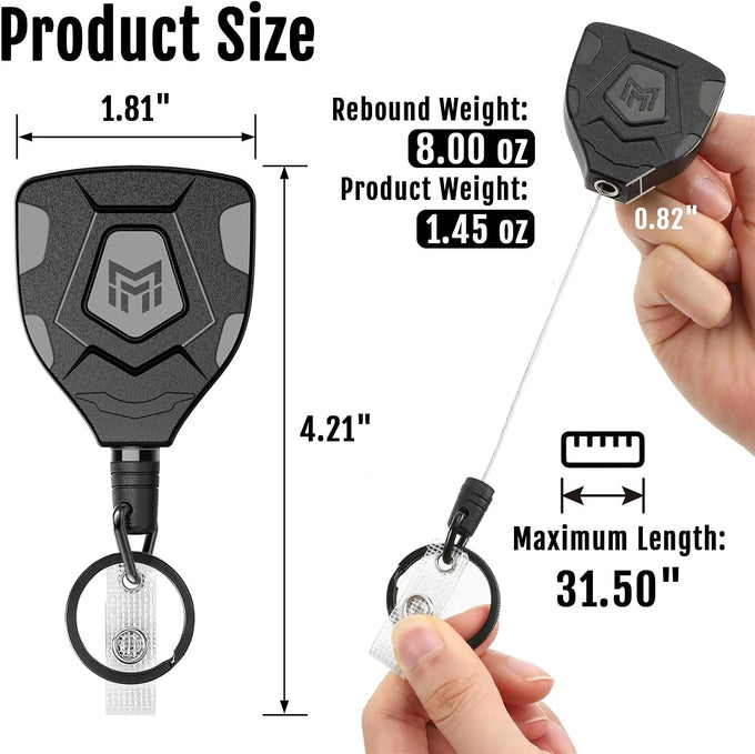 MNGARISTA Heavy Duty Retractable Badge Reel, 8 oz 31.5'' Keychain, 2 Pack