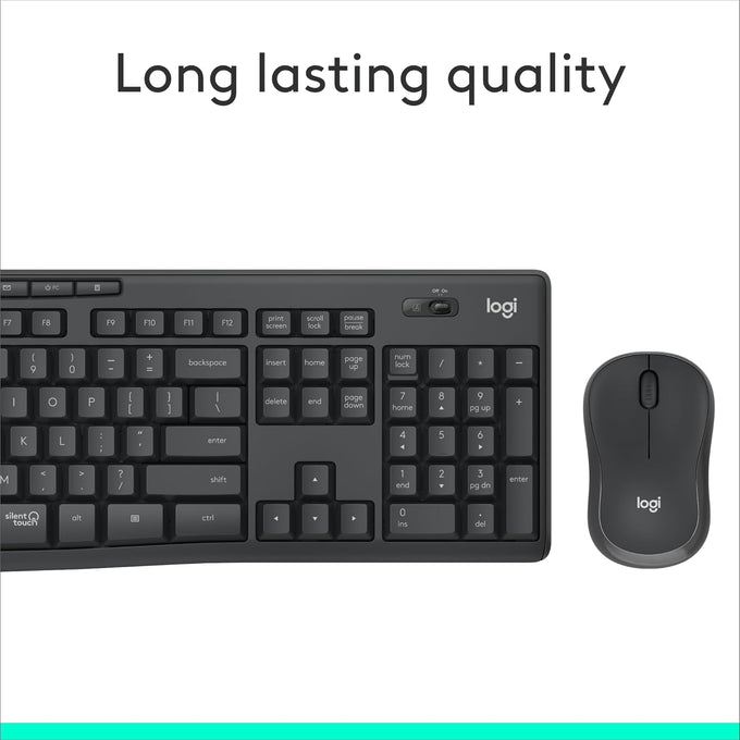 Logitech MK295 Full Size Silent Wireless Keyboard Mouse Combo - Graphite