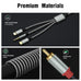 3 in 1 Lightning USB C 3.5mm to 2 RCA Audio Cable for Car Amplifier