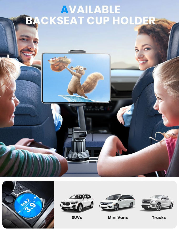 eSamcore Tablet Holder for Car, for iPad Stand Cup Holder Car Mount