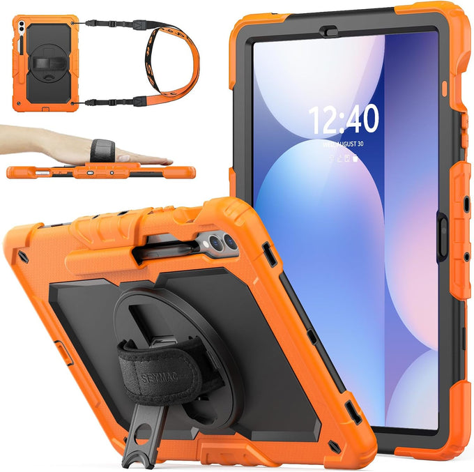 SEYMAC stock Case for Samsung Galaxy Tab S10 Lite / S10 FE / S9 FE 5G / S9 Tablet Case 10.9''/ 11'' Protective with Screen Protector, Pen Holder, 360 Rotate Stand, Hand Strap, Shoulder Strap, Black1