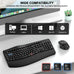 Wireless Keyboard and Mouse Combo, 2.4G Ergonomic Wave Keys(Black)