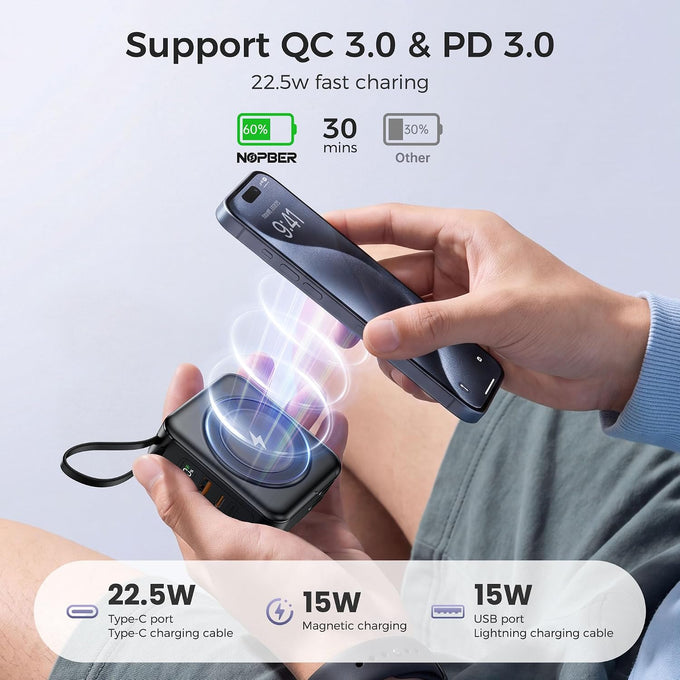 10000mAh Portable Charger Power Bank Built in Cables&Wall Plug