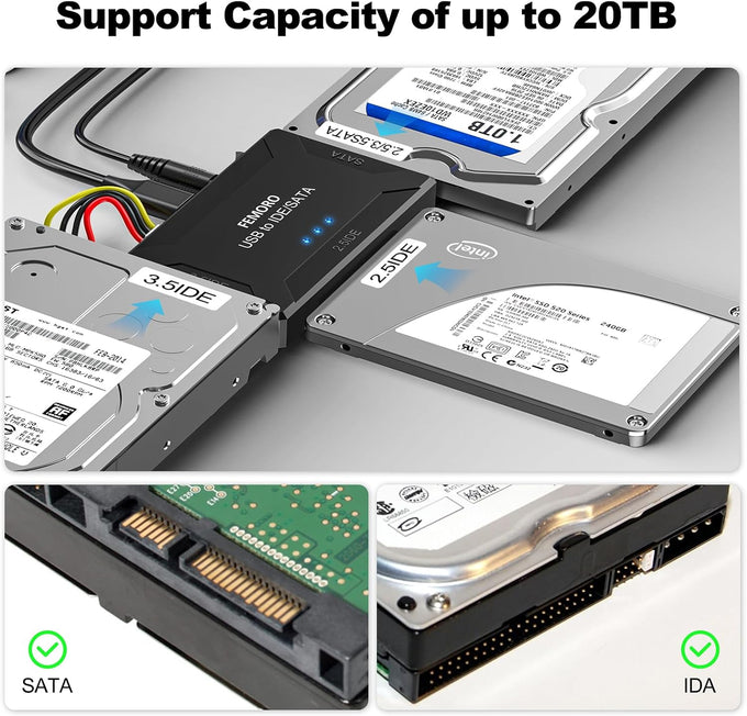 Hard Drive Reader USB 3.0 & Type C to SATA IDE Adapter, Data Recovery Kit