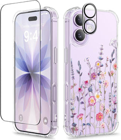 GVIEWIN for iPhone 17 Case Floral Clear Slim Women