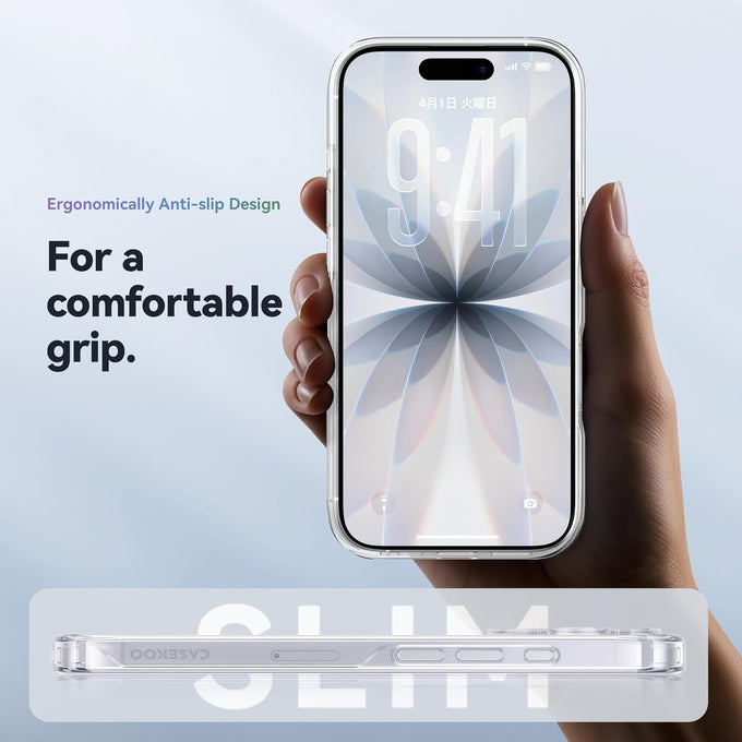 CASEKOO for iPhone 17 Case Smooth Crystal Clear, Patented Anti-Yellow, Slim