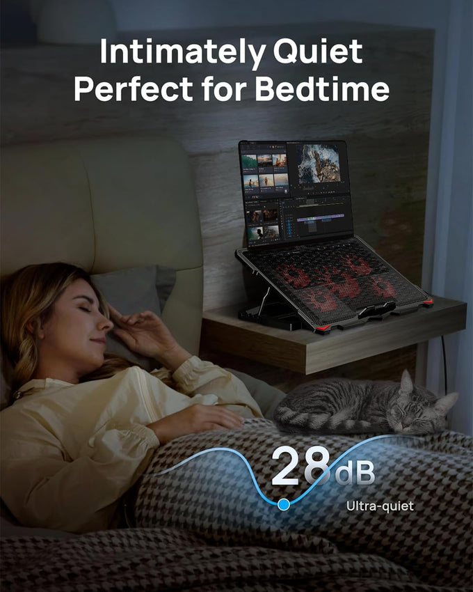 AICHESON Laptop Cooling Pad for 17.3" Notebook, Red 5 Fans