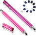 (2 Pcs) [New Upgraded][0.18-inch Small Tip Series] 2-in-1 Stylus/Styli 5.5-inch L with 10 Replacement Rubber Tips -Purple/Pink