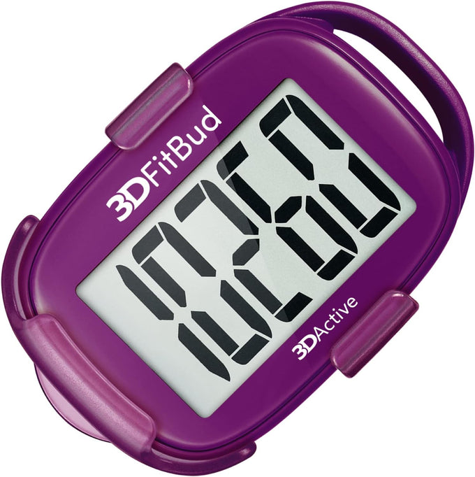 3DFitBud Simple Step Counter Walking 3D Pedometer by 3DActive with Clip, Lanyard Accurate Step Tracker Large Display, Easy to Use for Kids Men Women Adult Seniors Daily Step Tracking - A420S