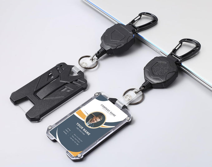 2-Pack Badge Holder Retractable Clip Heavy Duty Carabiner Badge Reel