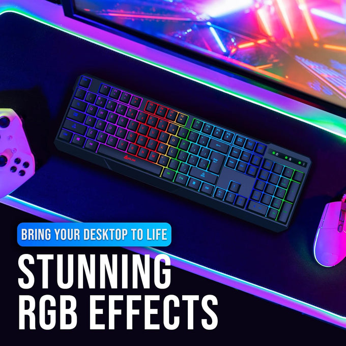 KLIM Chroma Wired Gaming Keyboard, US QWERTY Layout, Chromatic RGB Lighting