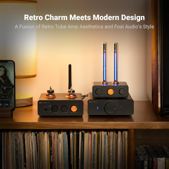 Fosi Audio Music Visualizer, Sound Pickup Spectrum Analyzer, Vintage Tube RGB Ambient Light, Microphone Voice Picking Volume Display Meter for Home Stereo System Desktop, with Sensitivity Adjustment