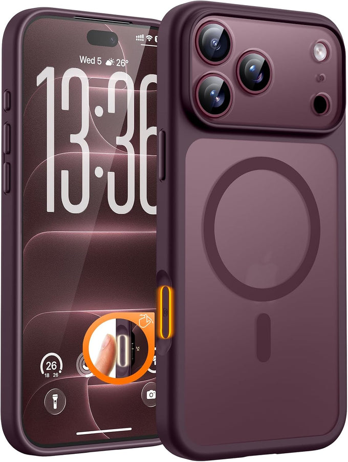 TOCOL for iPhone 18 Pro Max Case Burgundy, Compatible with MagSafe